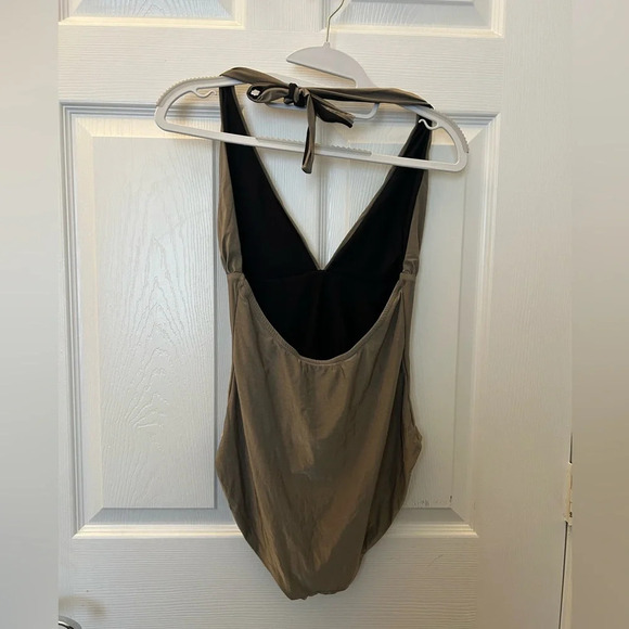 Harrods of London one piece metalic  bathing suit sz 8 - Picture 2 of 3